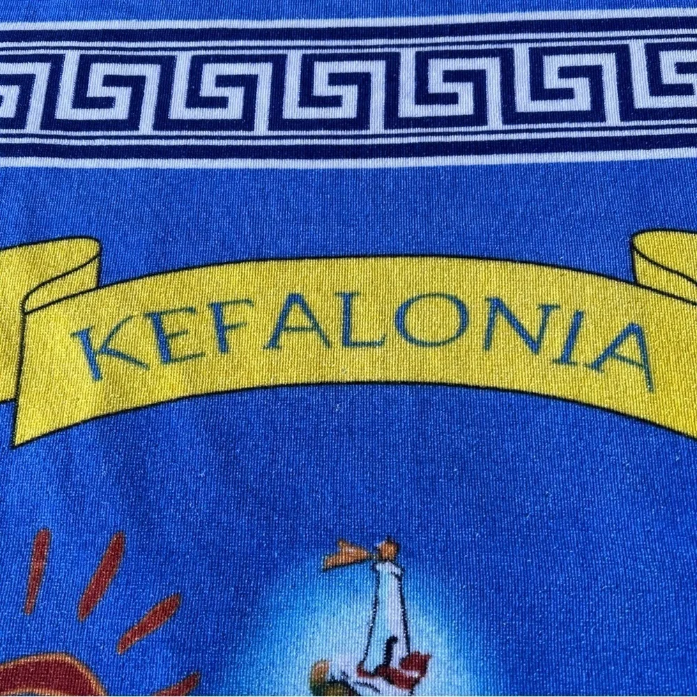 Kefalonia Greece Island Map Beach Towel Greek Key 100% Cotton 30x57 Souvenir